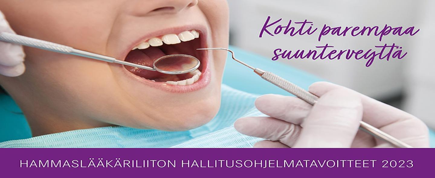 Hammaslääkäriliiton hallitusohjelmatavoitteet 2023 tunnuskuva