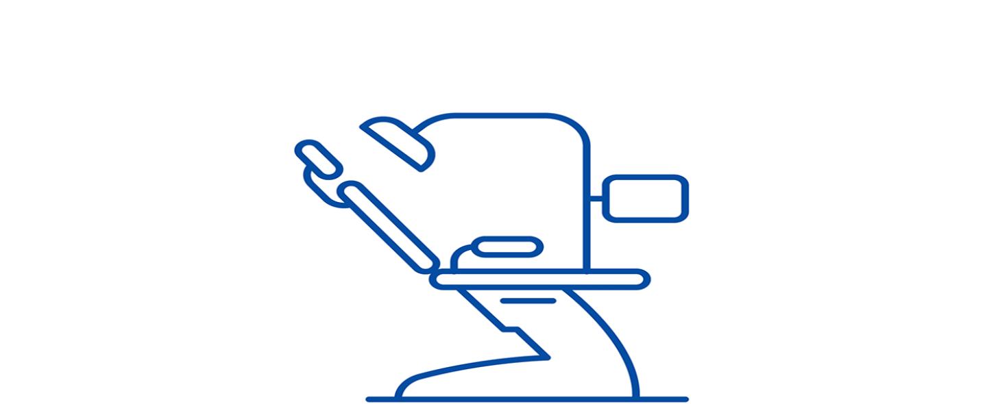 Piirroskuva hammaslääkärin hoitotuolista