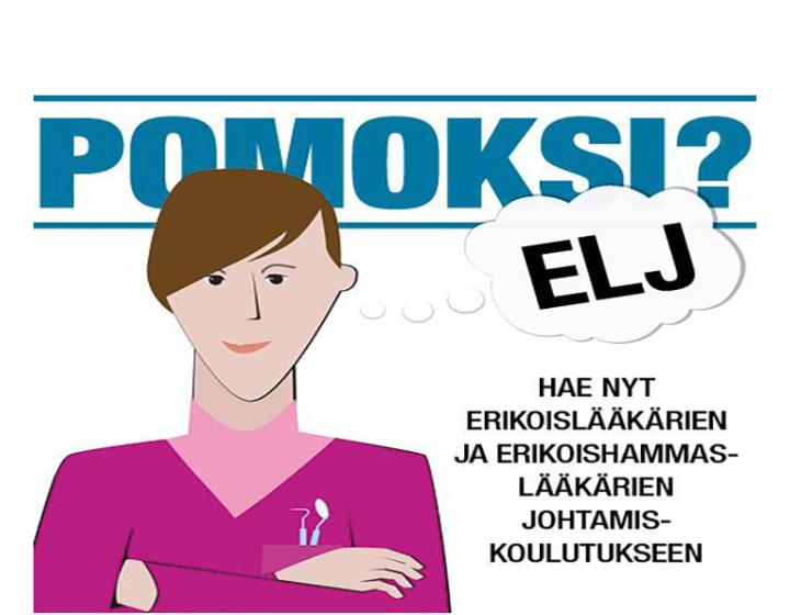 Piirroskuvassa hammaslääkäri pohtii osallistumista ELJ-koulutukseen